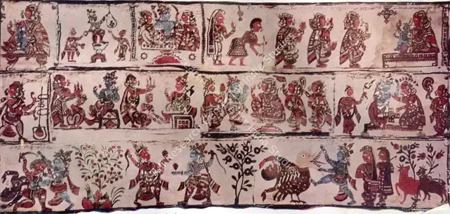 Pathy, P.V. (Photographer). Fragments. Old Kalamkari Temple Cloth, n.d. | Marg, September 1954 | Textile | FineArts | 00674635