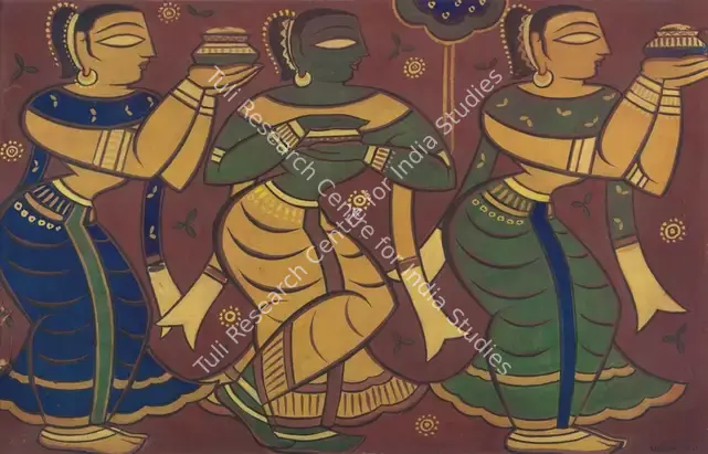 Roy, Jamini (Artist). Untitled (Gopinis). Tempera on card, after 1920 | Painting | FineArts | 00643018