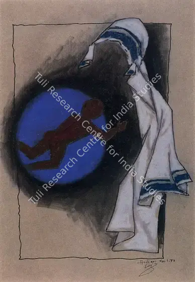 Husain, M.F. (Artist). Mother. Crayon and pastel on paper, 1982 | Drawing | FineArts | 00371835