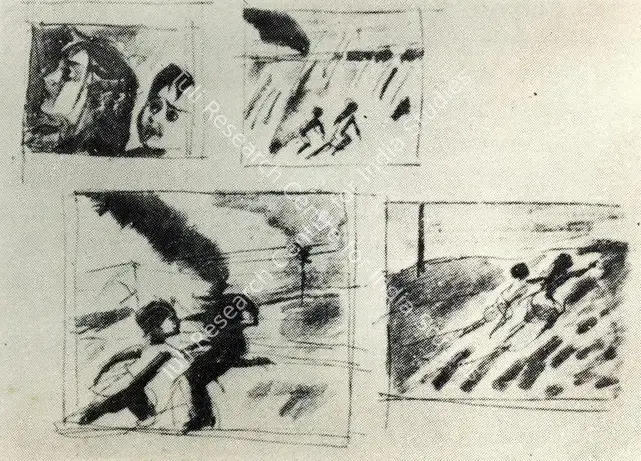 Ray, Satyajit (Artist). From the Series of Wash Drawing by Ray serving as Screenplay for Pather Panchali. Wash Drawing, 1990s | Journal of Arts & Ideas, January 1993 | Drawing | Scholarship | 00676856