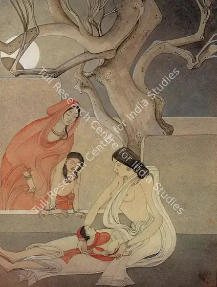 Majumdar, Kshitindranath (Artist). Birth of Chaitanya. Pencil, watercolour and wash heightened with bodycolour on paper, c.1960 | Painting | FineArts | 00373045