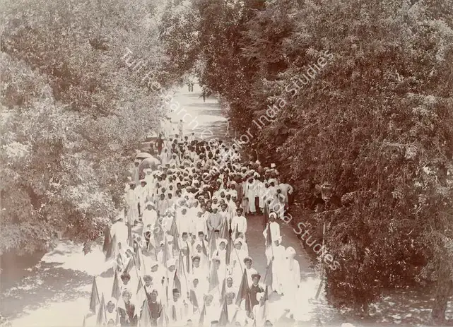 Studio Bourne & Shepherd (Photographic Studio). The Sagramji (Sangramji) High School Students - From the album 'Shri Bhagvatsinhji Silver Jubilee Memorial Album. Gondal A.D. 1909 by Bourne & Shepherd'. Silver gelatin print pasted on mount, 1909 | Antiquarian Photograph | Photography | 00115351