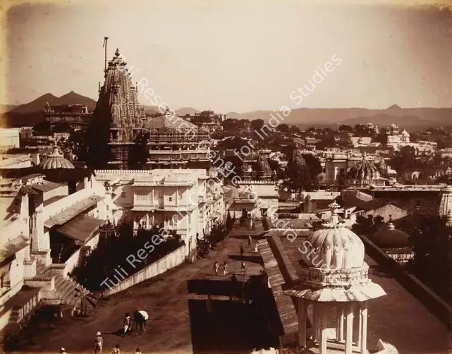 Dayal, Lala Deen (Photographer). City from the Palace gate Odeypur - From the album 'Views in Meywar' By Lala Deen Dayal Indore. Albumen print pasted on mount, c.1890 | Antiquarian Photograph | Photography | 00115144