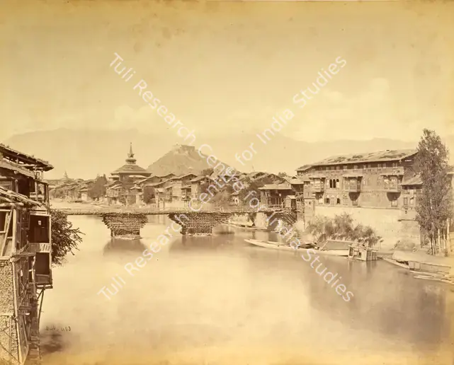 Burke, John (Photographer). City & 3rd Bridge, Srinagar. Albumen print pasted on mount, 1864-1868 | Antiquarian Photograph | Photography | 00115952