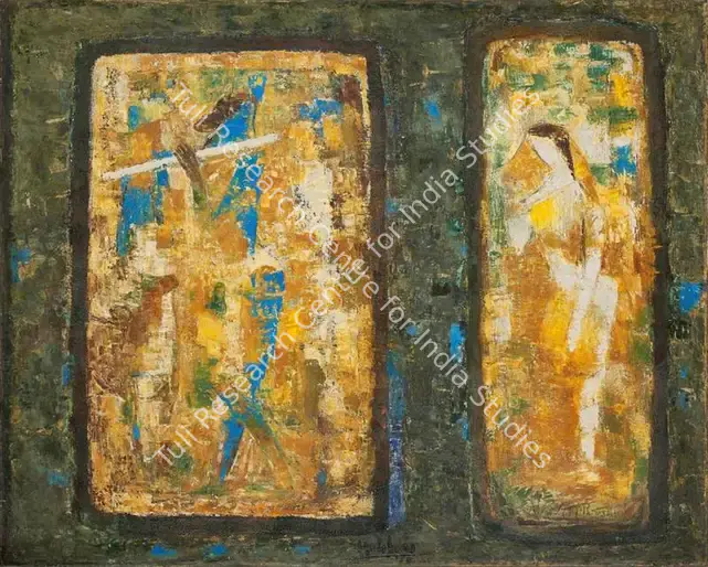 Hebbar, K.K. (Artist). Radha Krishna. Oil on canvas, 1970 | Painting | FineArts | 00547710