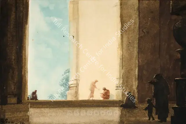 Sen, Bireshwar (Artist). The Temple Gate. Watercolour on card, 1972 | Painting | FineArts | 00576570