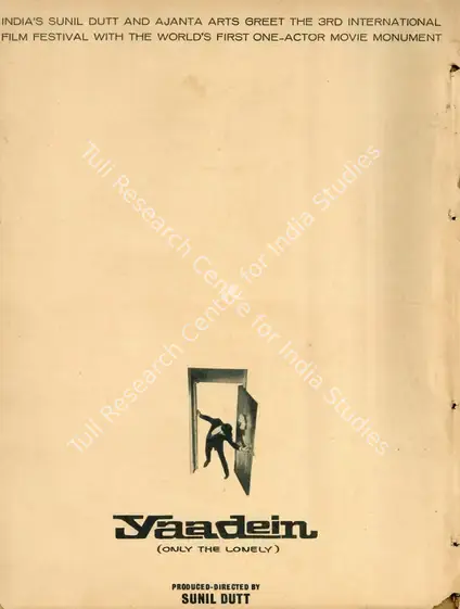 Dutt, Sunil (Producer), Yaadein, 1964 | Advertisement, Filmfare, 08 January 1965 | CinemaEducation | 00791332
