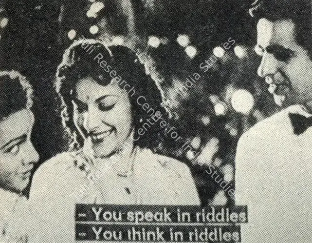 Irani, Faredoon A. (Cinematographer), Andaz, 1949. Still from Andaz: Shot 6 | Photographic Still, Journal of Arts & Ideas, January 1993 | CinemaEducation | 00710343
