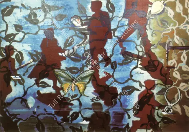 Saini, Reena (Artist). Flower Pilgrimage. Oil on canvas, 2001 | Marg, September 2008 | Painting | FineArts | 00675214