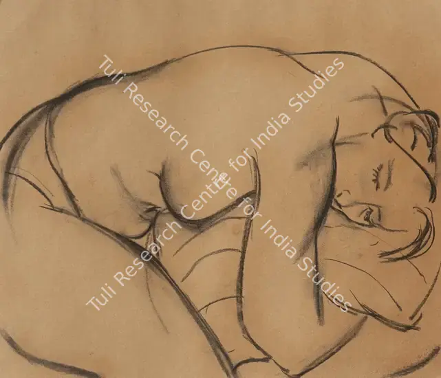Desai, Vibha (Artist). Untitled. Charcoal on paper, 1992 | Drawing | EconomicsArt | 00873021