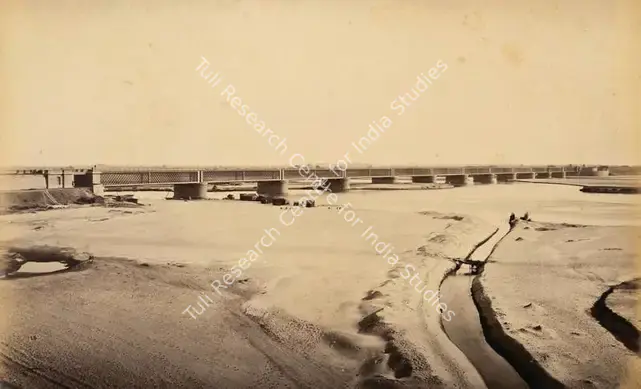 Bourne, Samuel (Photographer). The Railway Bridge over the Jumna- Delhi - From the album 'Views of Delhi and Umballa by Samuel Bourne'. Albumen print pasted on mount, c.1865-1866 | Antiquarian Photograph | Photography | 00115213