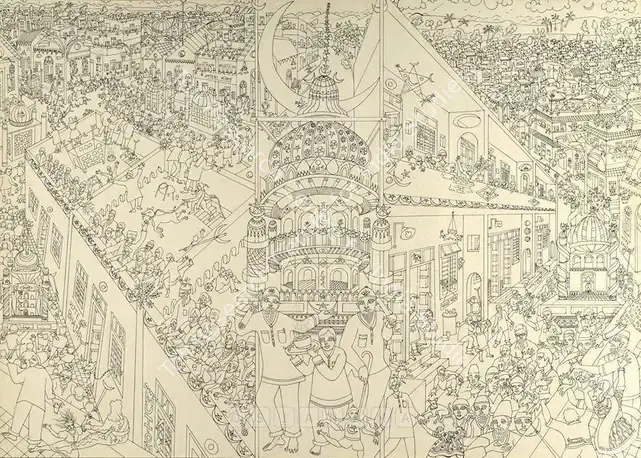 Patel, Shailesh (Artist). Mahoram -Tajiya. Pencil and pen and ink on paper, 2004-2005 | Drawing | FineArts | 00575810