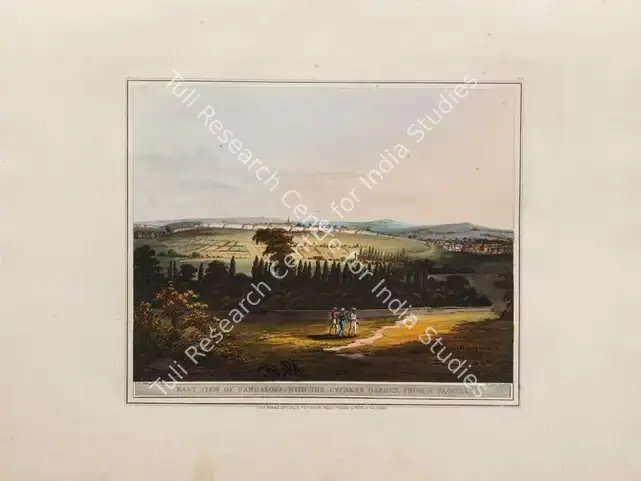Merke, H. (Printmaker). East view of Bangalore, with the Cypress Garden, from a Pagoda. Print on paper, 01 January 1804 | Aquatint, A Brief History of Ancient and Modern India, 1805 | Scholarship | 00156186