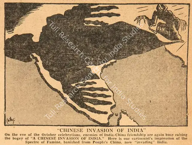 Chatterjee, Basu (Cartoonist). Chinese Invasion of India. 1952 | Cartoons, Blitz, 27 September 1952 | PopCulture | 00904446