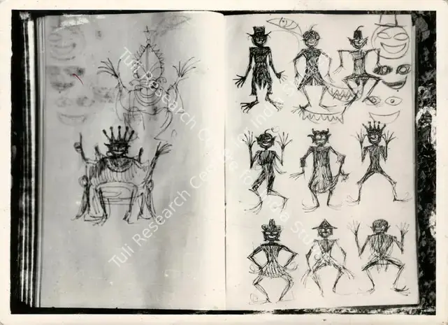 Ray, Satyajit (Artist), Goopy Gyne Bagha Byne, 1969. Character design of ghosts by Ray for Goopy Gyne Bagha Byne | Original Artwork | CinemaEducation | 00724320