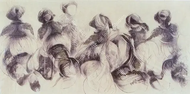 Solanki, Vrindavan (Artist). Untitled. Pen and ink on paper, 1981 | Painting | FineArts | 00374486