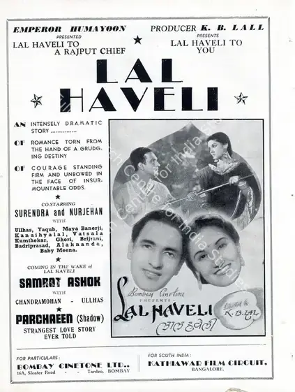 Lall, K.B. (Producer), Lal Haveli, 1944 | Advertisement, Filmindia, April 1944 | CinemaEducation | 00858680