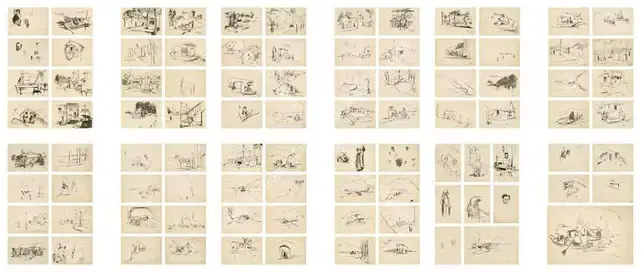Pyne, Ganesh (Artist). Sketch Book - Travel to Agra, Kashmir and Amritsar. Ink and wash, pencil, pen and pastel on paper, 1960 | Drawing | FineArts | 00354413