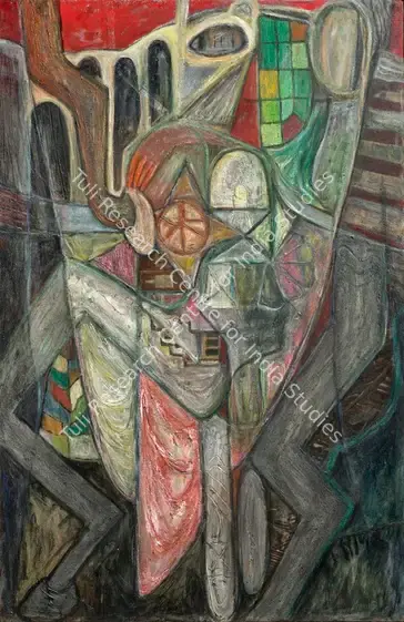 Samant, Mohan (Artist). Untitled (Composition). Mixed media on canvas, circa 1959-60 | Painting | EconomicsArt | 00869908