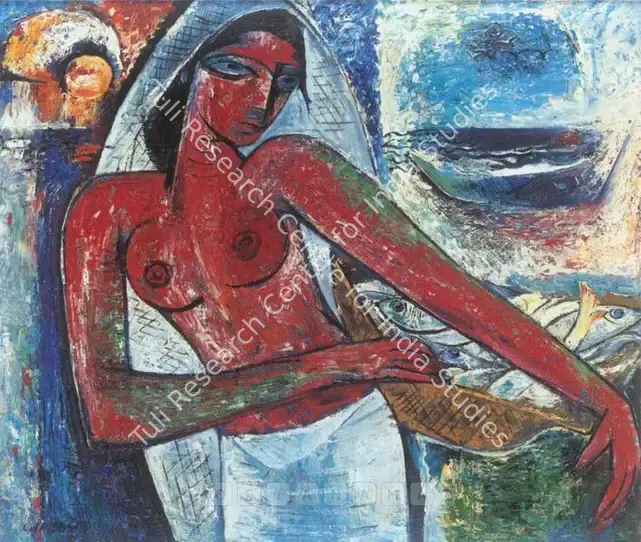 Doss, Anthony (Artist). Fisher Woman. Oil on canvas laid on board, 1957 | Painting | FineArts | 00598523