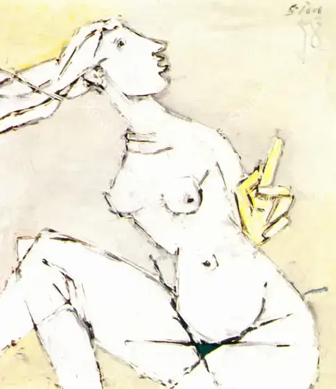 Husain, M.F. (Artist). Apsara. Oil on canvas, n.d. | Painting | FineArts | 00373112