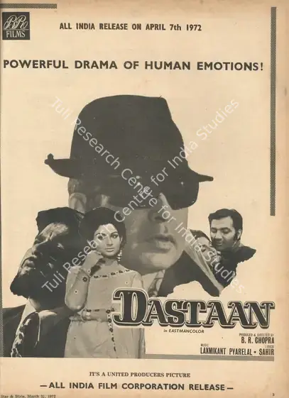 Chopra, B.R. (Producer), Dastaan, 1972 | Advertisement, Star & Style, 31 March 1972 | CinemaEducation | 00791826