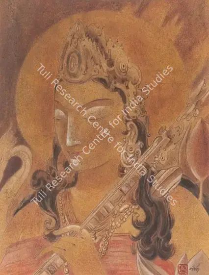 Bose, Nandalal (Artist). Saraswati. Watercolour on Paper, n.d. | Painting | FineArts | 00418003