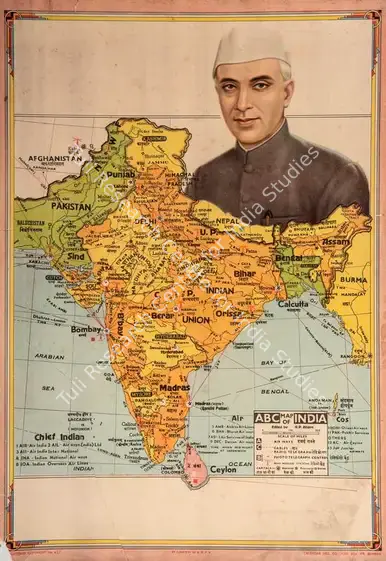 (Printer). Jawaharlal Nehru featured in ABC Map of India. n.d. | Political Propaganda | PopCulture | 00675755