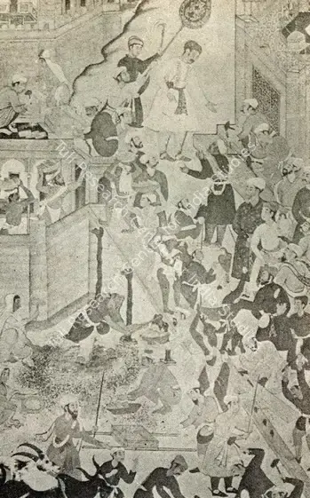 Unknown (Artist). Akbar inspecting the building of Fatehpur Sikri. Late 16th Century | Journal of Arts & Ideas, October-December 1983 | Painting | Scholarship | 00676927