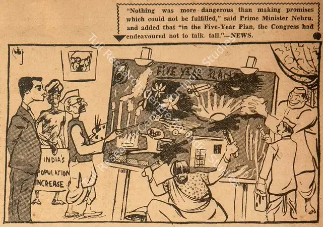 Chatterjee, Basu (Cartoonist). India's Population Increase. 1952 | Cartoons, Blitz, 27 September 1952 | PopCulture | 00904447