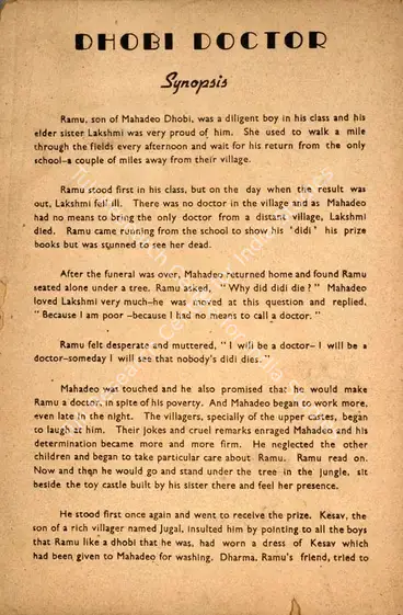 Majumdar, Phani (Director), Dhobi Doctor, 1954 | Song-Synopsis Booklet | CinemaEducation | 00864000