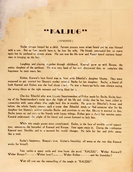 Nazir (Director), Kaljug, 1942 | Song-Synopsis Booklet | CinemaEducation | 00865306