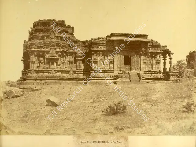 Pigou, William Henry (Photographer). Lukhoondee. A Jain Temple - From the album "Architecture in Dharwar and Mysore Published by John Murray. London 1866. Photographs by Dr. William Henry Pigou, Dr. Andrew C. Neill and Col. Thomas Biggs with an historical and descriptive memoir by Colonel Meadows Taylor and architectural notes by James Fergusson". Albumen print pasted on mount, n.d. | Antiquarian Photograph | Photography | 00115756