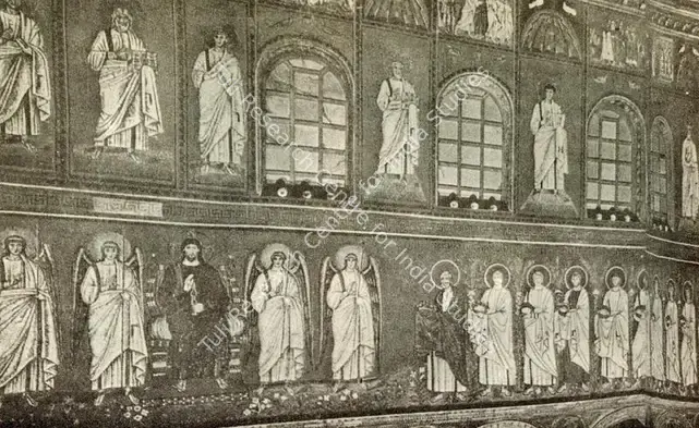Unknown (Artist). Enthroned Christnwith Angels and Martyrs. Mosaic on Wall, 6th Century A.D. | Journal of Arts & Ideas, October-December 1983 | Mosaic | Scholarship | 00676925