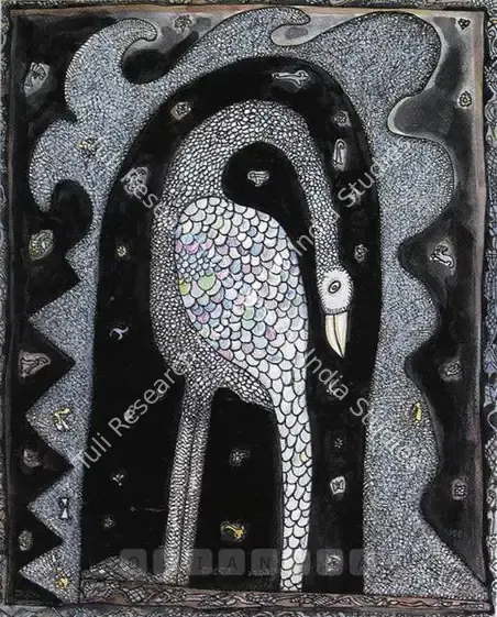 Chowdhury, Jogen (Artist). The Bird. Mixed Media, 1999 | Painting | FineArts | 00599557