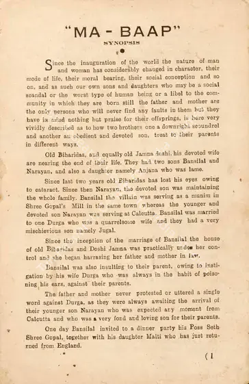 Vyas, V.M. (Director), Ma Baap, 1944 | Song-Synopsis Booklet | CinemaEducation | 00778682