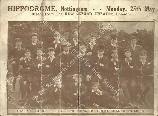 Unknown (Photographer). Charles Chaplin - He is fourth from the right in the centre row, 1906 | Photographic Still, My Life in Pictures, 1985 | CinemaEducation | 00440364