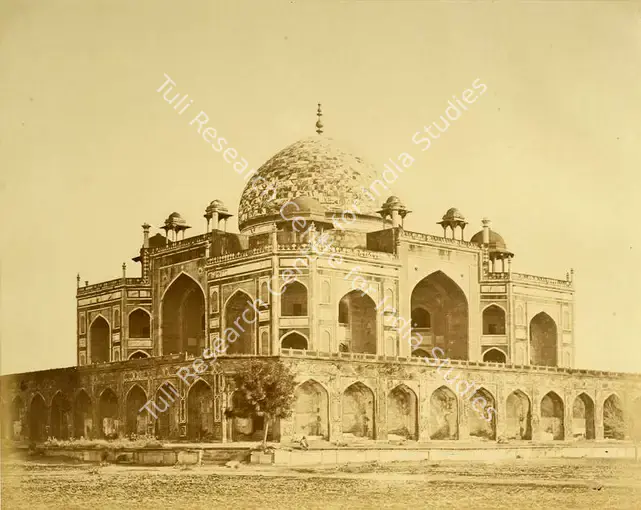 Beato, Felice (Photographer). Tomb of Emperor Hoomaioon where Major Hodson captured the king, Delhi - India after Mutiny. Albumen print hinged on thin paper, March-April 1858 | Antiquarian Photograph | Photography | 00116278