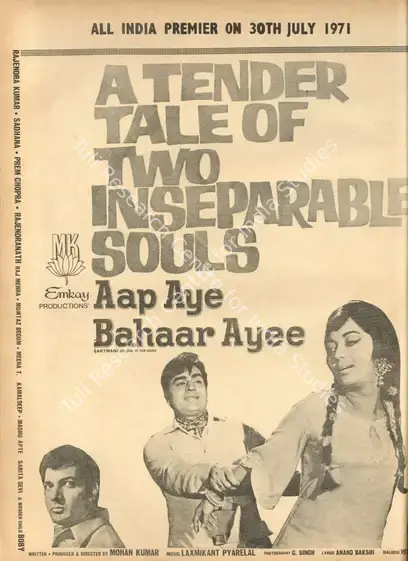 Kumar, Mohan (Producer), Aap Aye Bahaar Ayee, 1971 | Advertisement, Star & Style, 23 July 1971 | CinemaEducation | 00791805