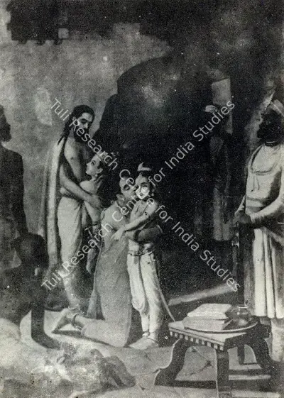 Varma, Raja Ravi (Artist). Shri Krishna liberating his parents. Oil on Canvas, circa 1905 | Journal of Arts & Ideas, June 1989 | Painting | Scholarship | 00676848