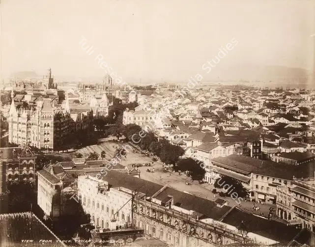 Studio Clifton & Co. (Photographic Studio). View from Clock Tower Bombay - From the album "L.G. to L.R.' by Clifton and Co.. Calotype print pasted on mount, 1900 | Antiquarian Photograph | Photography | 00115238