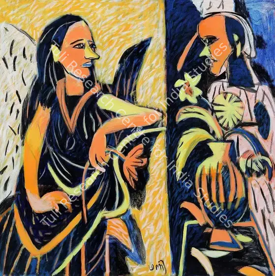 Subramanyan, K.G. (Artist). Face to Face. Acrylic on canvas, 2008 | Painting | FineArts | 00331045
