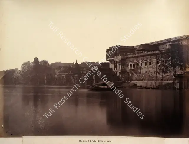 Impey, Eugene Clutterbuck (Photographer). Muttra - From the river - From the album "Captain E.C. Impey, 'Delhi, Agra, and Rajpootana, illustrated by eighty photographs' (Cundall, Downes, & Co., London, 1865)". Albumen print, n.d. | Antiquarian Photograph | Photography | 00115670