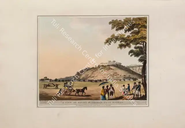 Merke, H. (Printmaker). A view of Mount St. Thomas, near Madras. Print on paper, 04 June 1804 | Aquatint, A Brief History of Ancient and Modern India, 1805 | Scholarship | 00156198