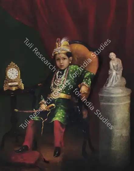 Varma, Raja Ravi (Artist). Little Prince Of Courage. Oil on canvas, 1878 | Painting | EconomicsArt | 00892069
