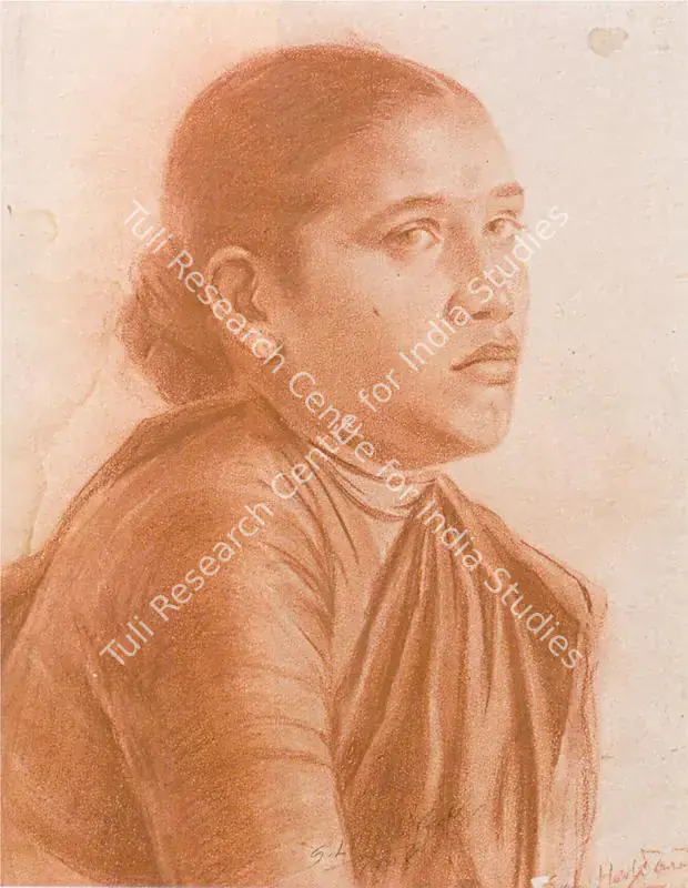 Haldankar, S.L. (Artist). Indian Woman. Pastel on paper, 1908 | Painting | FineArts | 00599686