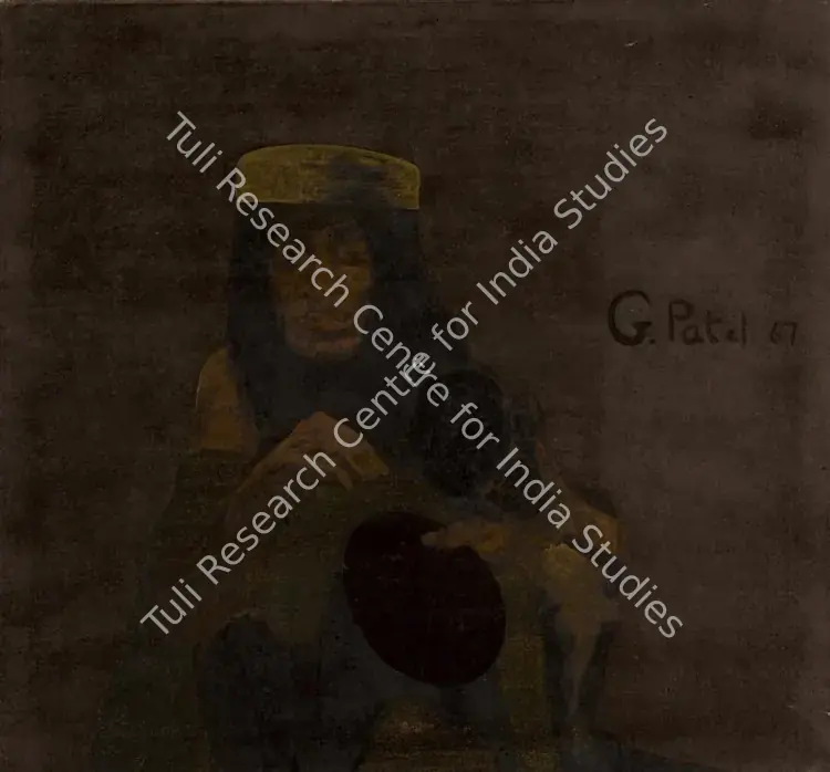 Patel, Gieve (Artist). Woman with Tin Hat. Oil on canvas, 1967 | Painting  | 00866492