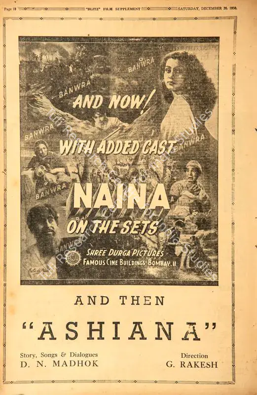 Naina . In <i>Blitz - Asia's Foremost News Magazine.</i> p. 18. Bombay: R.K. Karanjia, 30 December 1950 | Film Review | CinemaEducation | 00143765