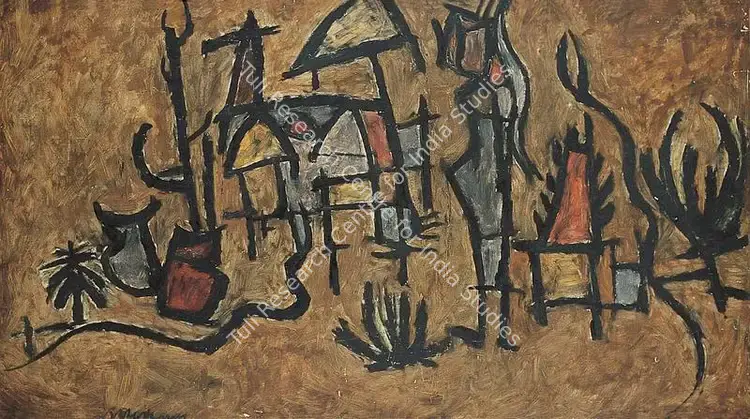 Bhaskaran, R.B. (Artist). Village. Oil on board, 1966 | Painting | FineArts | 00371710
