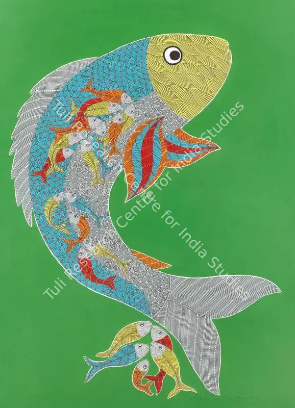 Shyam, Venkat (Artist). Untitled (Gond Fish). Acrylic on acid-free paper, 2018 | Painting | FineArts | 00352422